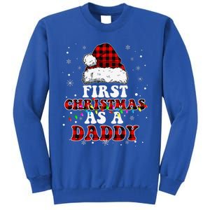 First Christmas As A Daddy Santa Hat Red Plaid Buffalo Sweatshirt