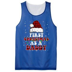 First Christmas As A Daddy Santa Hat Red Plaid Buffalo Mesh Reversible Basketball Jersey Tank