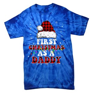 First Christmas As A Daddy Santa Hat Red Plaid Buffalo Tie-Dye T-Shirt