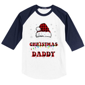 First Christmas As A Daddy Santa Hat Red Plaid Buffalo Baseball Sleeve Shirt