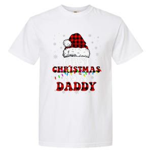 First Christmas As A Daddy Santa Hat Red Plaid Buffalo Garment-Dyed Heavyweight T-Shirt