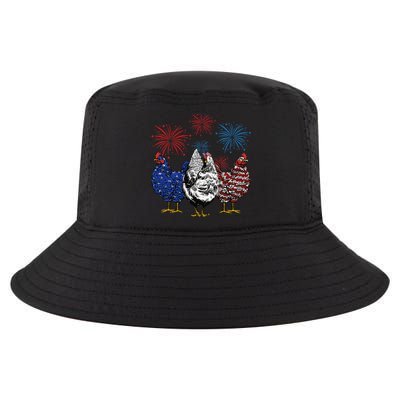 Funny Chickens American Flag Patriotic Farmer 4th Of July Cool Comfort Performance Bucket Hat