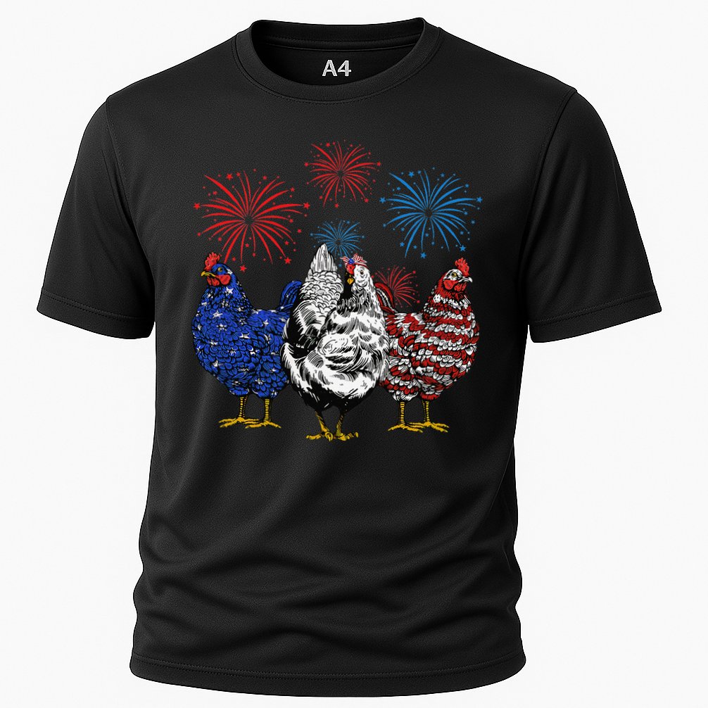 Funny Chickens American Flag Patriotic Farmer 4th Of July Performance Shirt