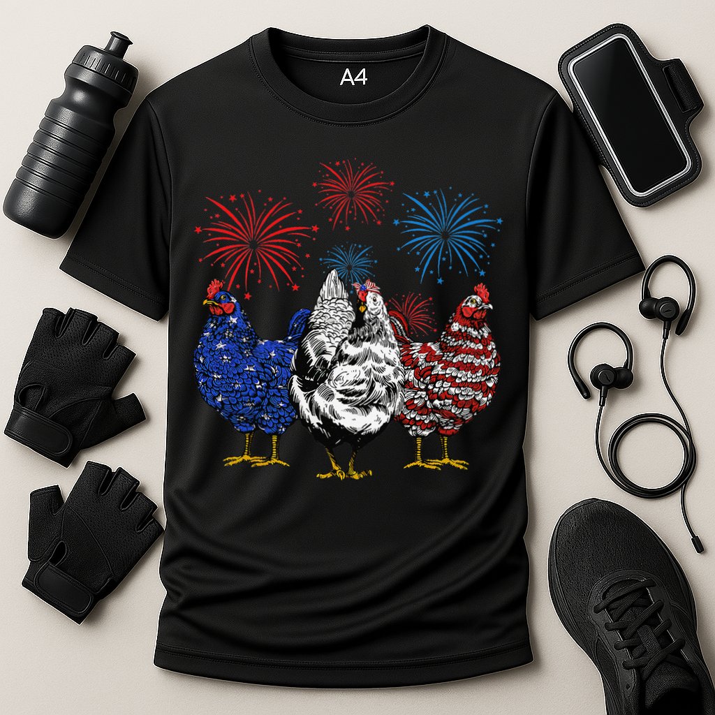 Funny Chickens American Flag Patriotic Farmer 4th Of July Performance Shirt