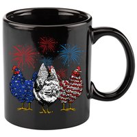 Funny Chickens American Flag Patriotic Farmer 4th Of July 11oz C Handle Ceramic Mug