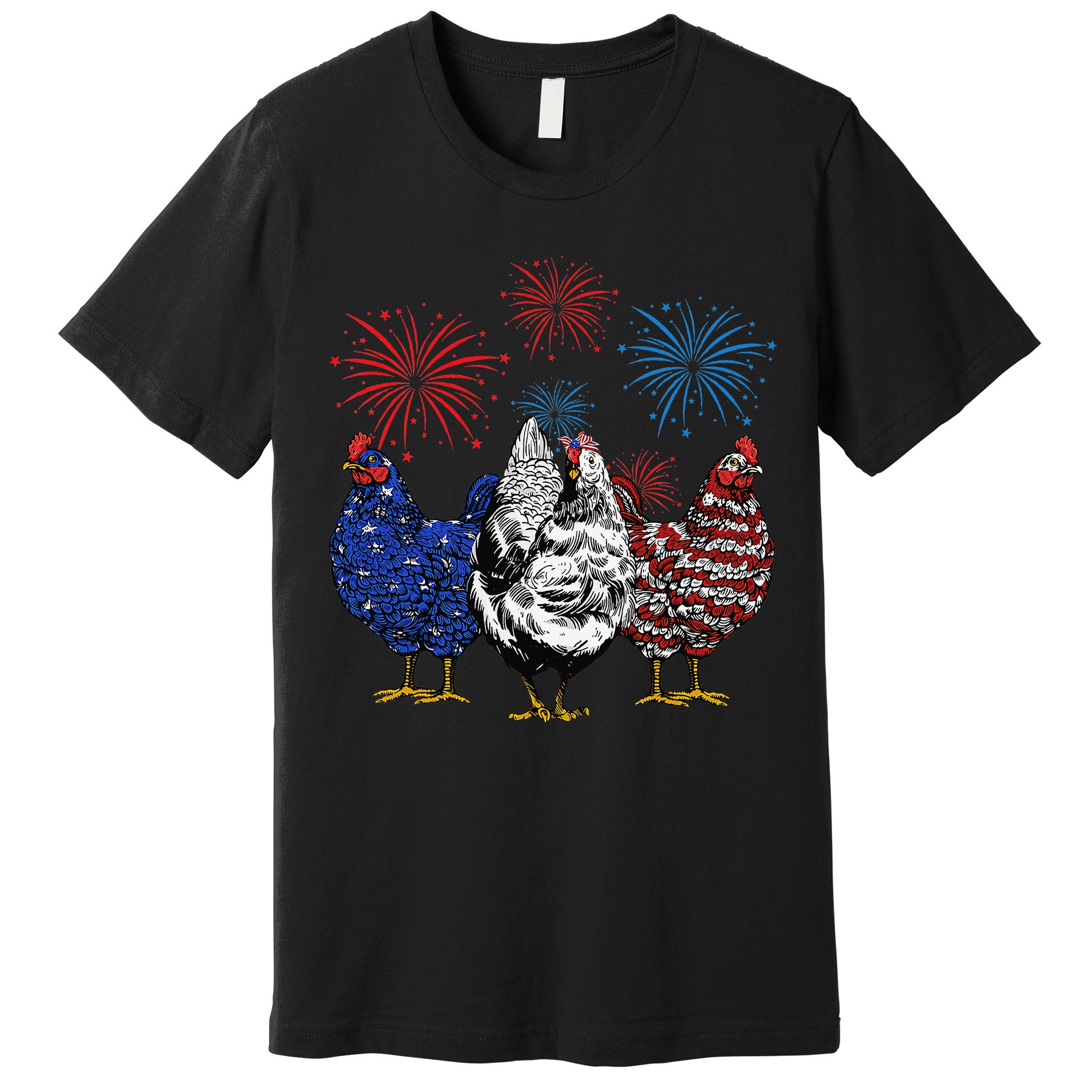Funny Chickens American Flag Patriotic Farmer 4th Of July Premium T-Shirt