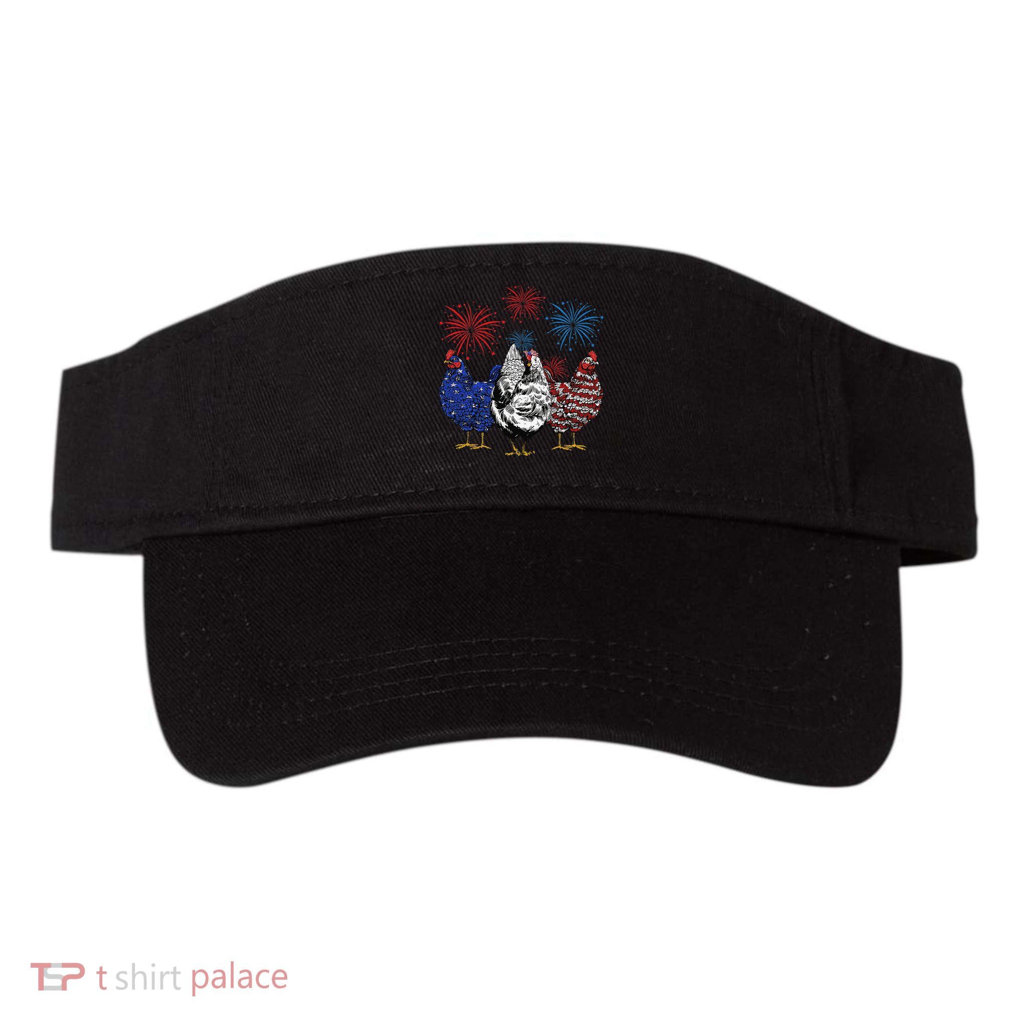 Funny Chickens American Flag Patriotic Farmer 4th Of July Visor