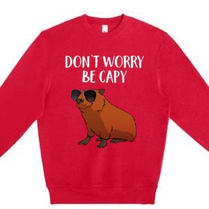 Funny Capybara Art For Cavy Rodent Lover Capybara Premium Crewneck Sweatshirt