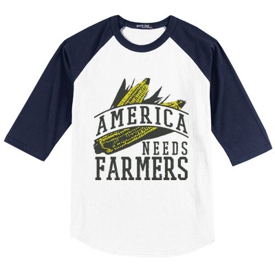 Farmer Corn America Needs Farmers Shirts Gift Baseball Sleeve Shirt