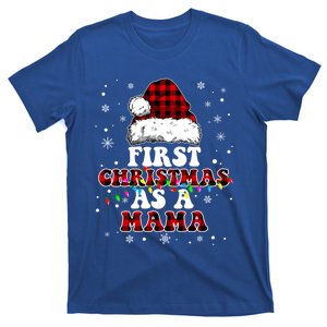 First Christmas As A Mama Santa Hat Red Plaid Buffalo Cool Gift T-Shirt