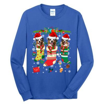 Funny Christmas Australian Shepherd Dogs Gift Tall Long Sleeve T-Shirt