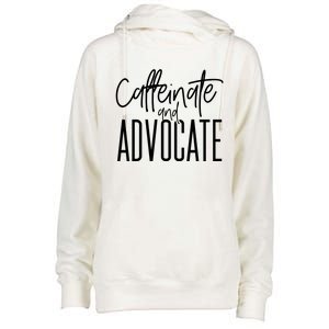 Funny Caffeinate And Advocate Cool Gift Best Gift Idea For Sped Funny Gift Womens Funnel Neck Pullover Hood