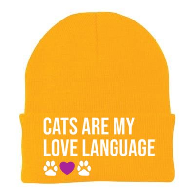 Funny Cats Are My Love Language Design Cool Gift Knit Cap Winter Beanie