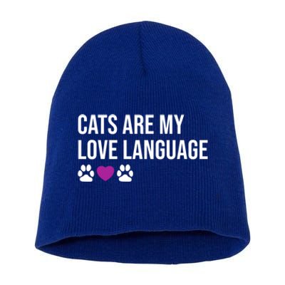 Funny Cats Are My Love Language Design Cool Gift Short Acrylic Beanie