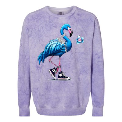 Flamingo Chucks And Pearls Comma La Kamala 2024 Colorblast Crewneck Sweatshirt