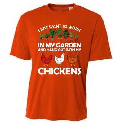 Funny Chicken Art For Women Gardening Chicken Lover Cooling Performance Crew T-Shirt