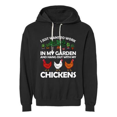 Funny Chicken Art For Women Gardening Chicken Lover Garment-Dyed Fleece Hoodie