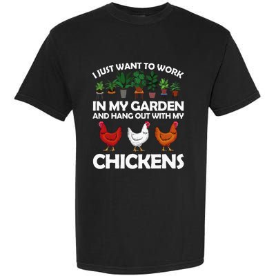 Funny Chicken Art For Women Gardening Chicken Lover Garment-Dyed Heavyweight T-Shirt