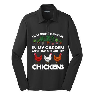 Funny Chicken Art For Women Gardening Chicken Lover Silk Touch Performance Long Sleeve Polo