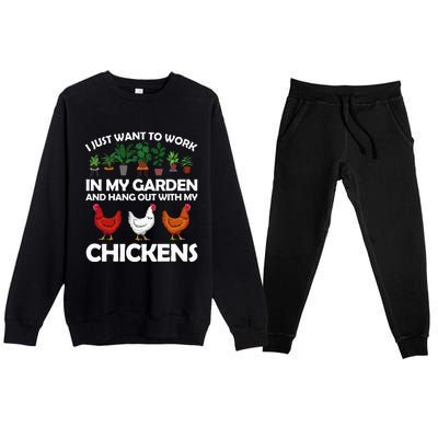 Funny Chicken Art For Women Gardening Chicken Lover Premium Crewneck Sweatsuit Set