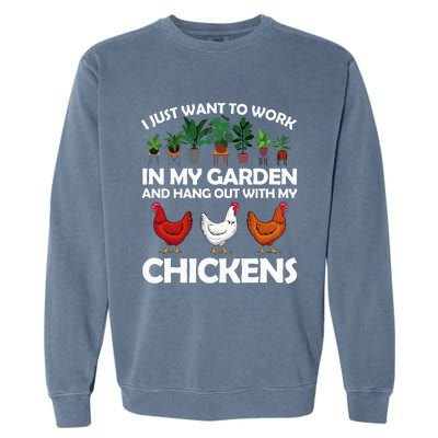 Funny Chicken Art For Women Gardening Chicken Lover Garment-Dyed Sweatshirt