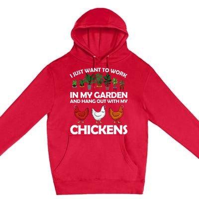 Funny Chicken Art For Women Gardening Chicken Lover Premium Pullover Hoodie