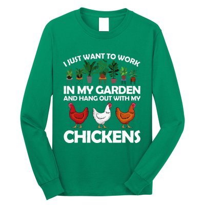 Funny Chicken Art For Women Gardening Chicken Lover Long Sleeve Shirt