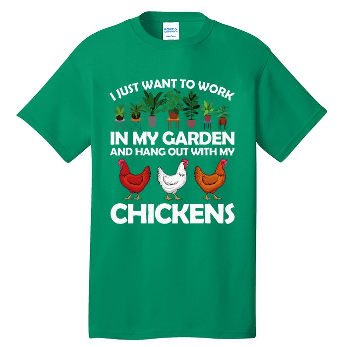 Funny Chicken Art For Women Gardening Chicken Lover Tall T-Shirt