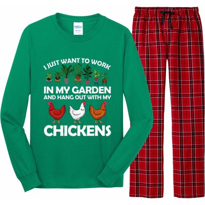 Funny Chicken Art For Women Gardening Chicken Lover Long Sleeve Pajama Set