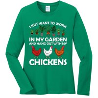 Funny Chicken Art For Women Gardening Chicken Lover Ladies Long Sleeve Shirt