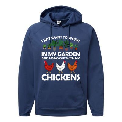 Funny Chicken Art For Women Gardening Chicken Lover Performance Fleece Hoodie