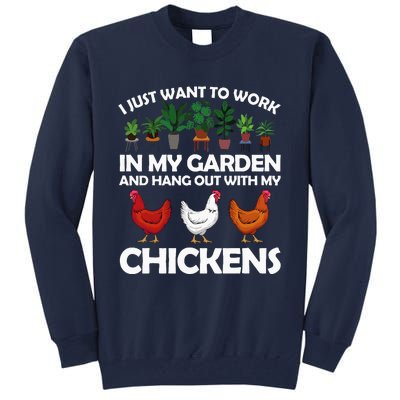 Funny Chicken Art For Women Gardening Chicken Lover Tall Sweatshirt