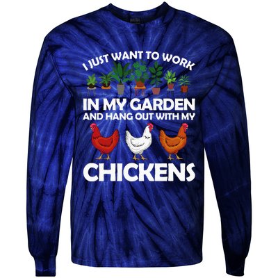 Funny Chicken Art For Women Gardening Chicken Lover Tie-Dye Long Sleeve Shirt