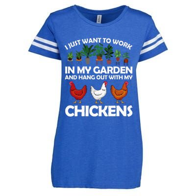 Funny Chicken Art For Women Gardening Chicken Lover Enza Ladies Jersey Football T-Shirt