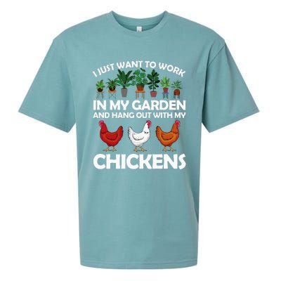 Funny Chicken Art For Women Gardening Chicken Lover Sueded Cloud Jersey T-Shirt