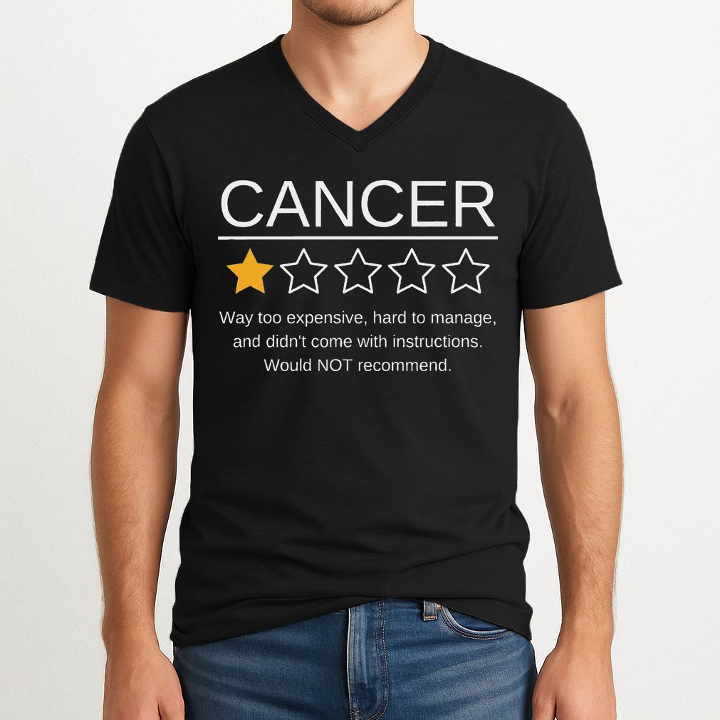 Funny Cancer Awareness One Star Rating Esophageal Ovarian V-Neck T-Shirt