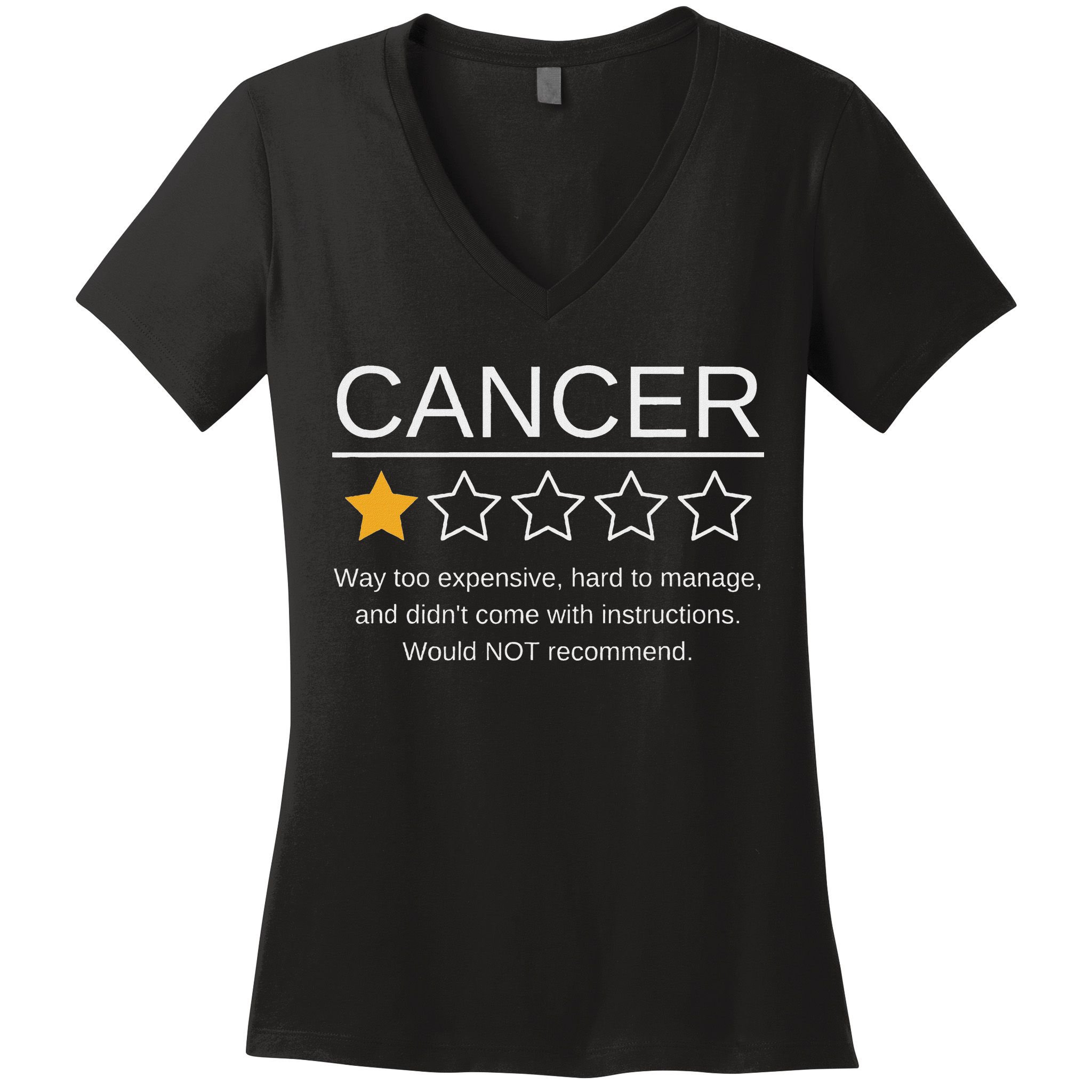 Funny Cancer Awareness One Star Rating Esophageal Ovarian Women's V-Neck T-Shirt