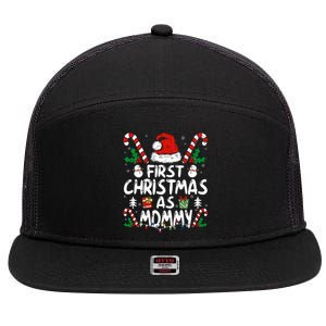 First Christmas As Mommy Family Matching New Mom 1st Time 7 Panel Mesh Trucker Snapback Hat