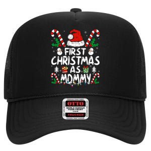 First Christmas As Mommy Family Matching New Mom 1st Time High Crown Mesh Back Trucker Hat