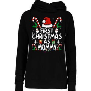 First Christmas As Mommy Family Matching New Mom 1st Time Womens Funnel Neck Pullover Hood