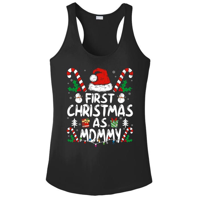 First Christmas As Mommy Family Matching New Mom 1st Time Ladies PosiCharge Competitor Racerback Tank