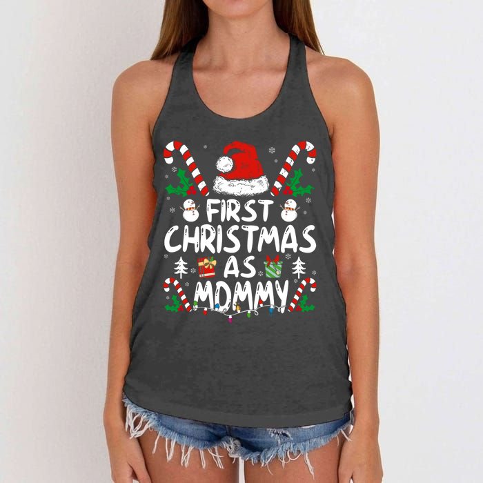 First Christmas As Mommy Family Matching New Mom 1st Time Women's Knotted Racerback Tank