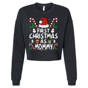 First Christmas As Mommy Family Matching New Mom 1st Time Cropped Pullover Crew