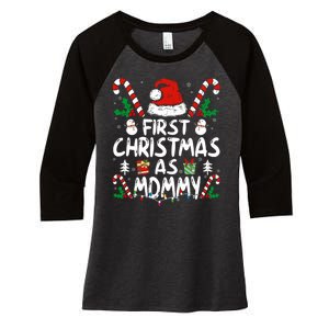 First Christmas As Mommy Family Matching New Mom 1st Time Women's Tri-Blend 3/4-Sleeve Raglan Shirt