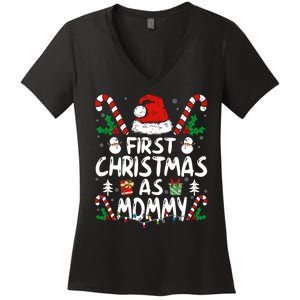 First Christmas As Mommy Family Matching New Mom 1st Time Women's V-Neck T-Shirt