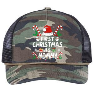 First Christmas As Mommy Family Matching New Mom 1st Time Retro Rope Trucker Hat Cap