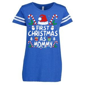 First Christmas As Mommy Family Matching New Mom 1st Time Enza Ladies Jersey Football T-Shirt