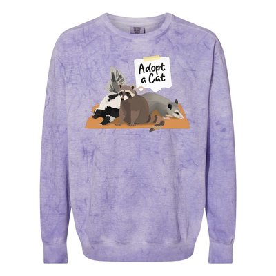 Funny Cute Adopt A Cat Skunk Raccoon Opossum Colorblast Crewneck Sweatshirt