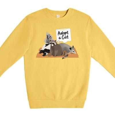 Funny Cute Adopt A Cat Skunk Raccoon Opossum Premium Crewneck Sweatshirt