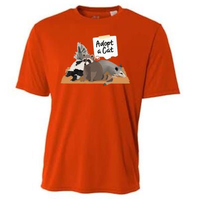 Funny Cute Adopt A Cat Skunk Raccoon Opossum Cooling Performance Crew T-Shirt